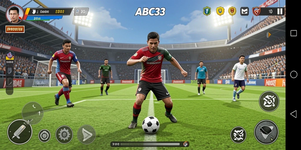 Screenshot menampilkan aksi seru dalam permainan olahraga ABC33.