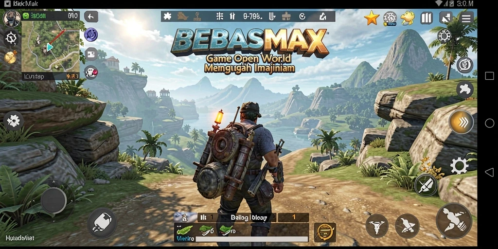 Tangkapan layar gameplay BEBASMAX yang menampilkan eksplorasi dunia terbuka.