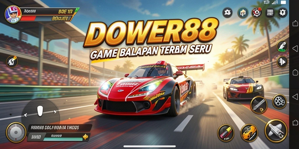 Tampilan gameplay seru dalam DOWER88 dengan balapan mendebarkan.