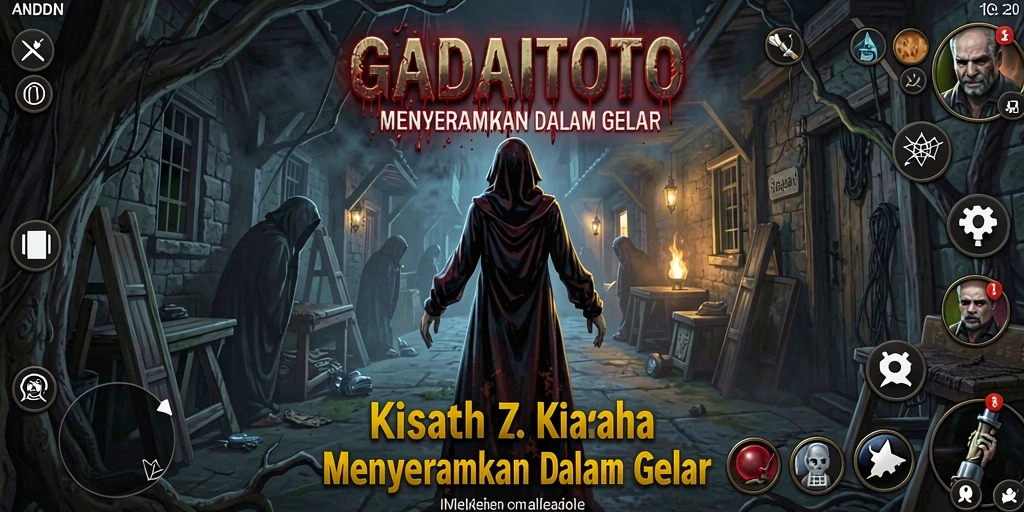 Screenshot GADAITOTO menampilkan suasana mencekam dan karakter menyeramkan.