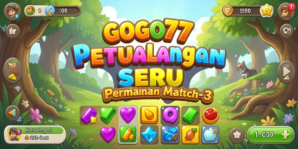 Tampilan menarik dari gameplay GOGO77 dengan permata berwarna-warni.