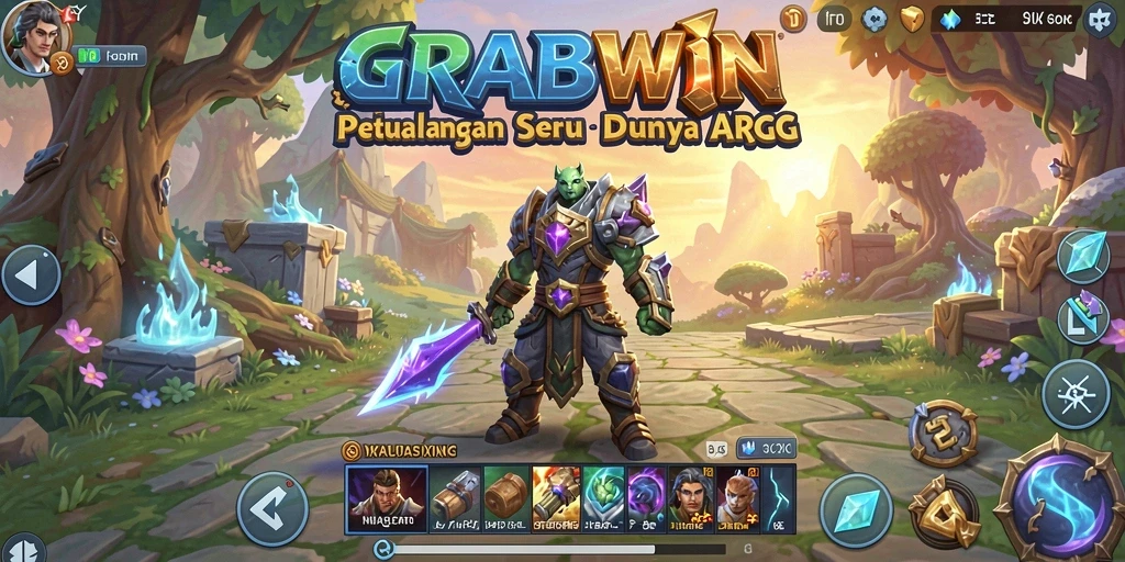 Tangkapan layar gameplay GRABWIN menampilkan pertarungan yang seru dan menantang.