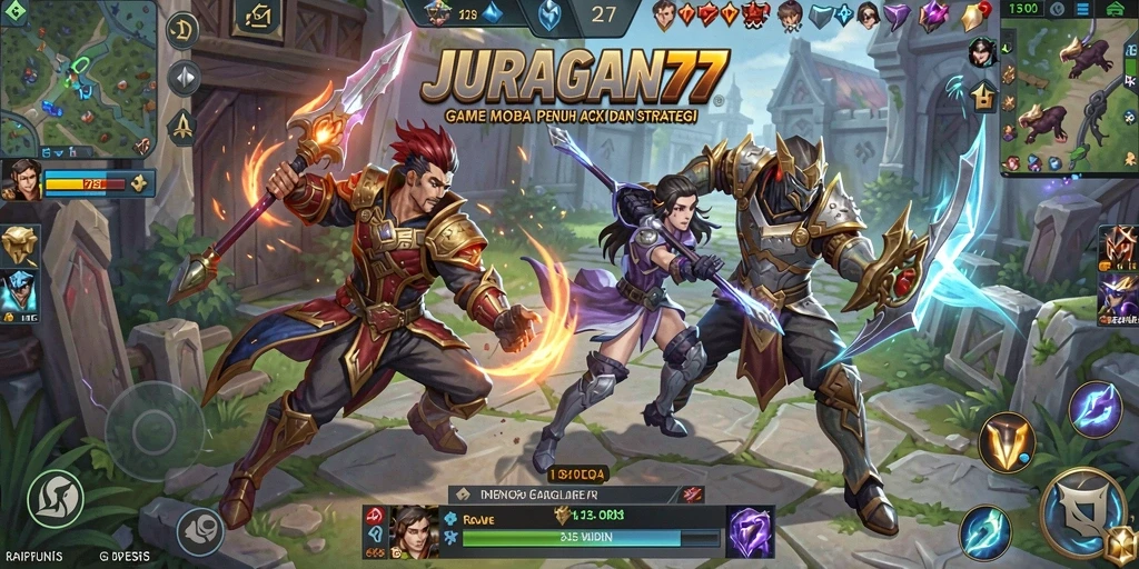 Tampilan aksi seru dalam gameplay JURAGAN77 yang penuh strategi.