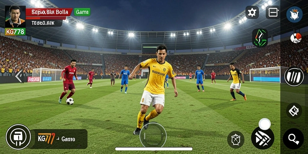 Screenshot menunjukkan gameplay seru dari KG778 dengan aksi sepak bola nyata.