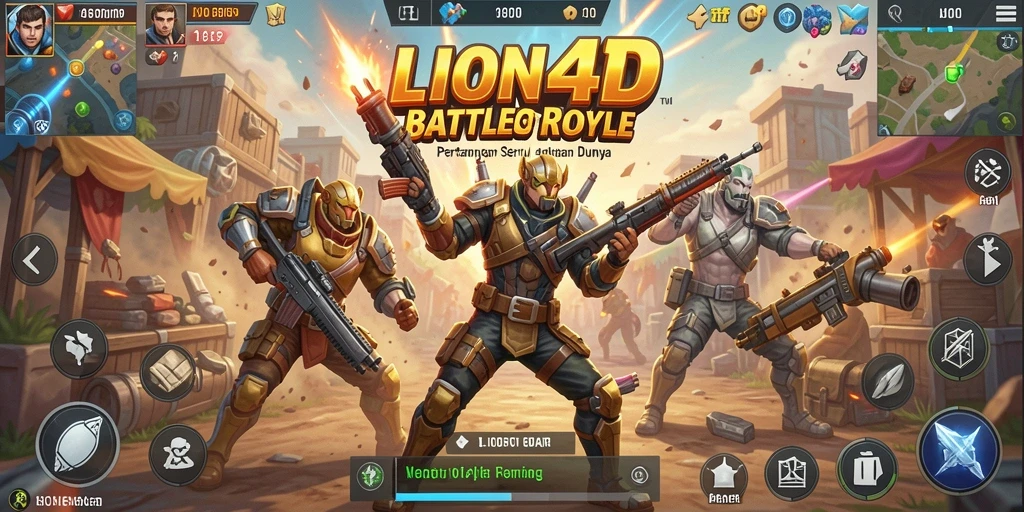 Gambaran gameplay Battle Royale yang intens di LION4D.