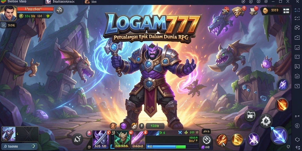Screenshot gameplay LOGAM777 dengan karakter dan pertarungan epik.