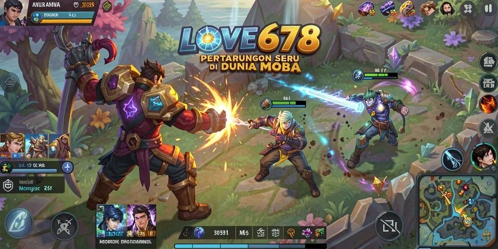 Gameplay seru dalam LOVE678 dengan aksi MOBA yang intens.