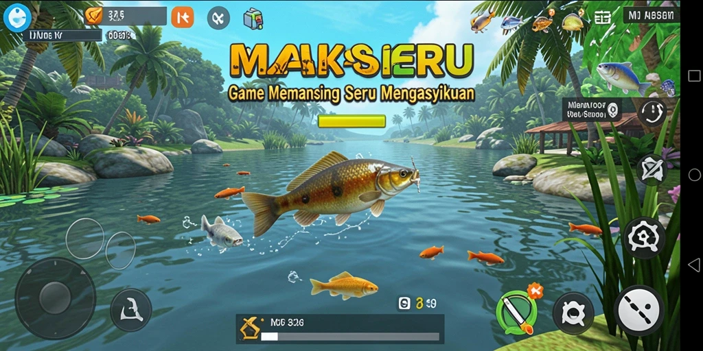 Tangkapan ikan nyata dalam gameplay MAXSERU yang mendebarkan.