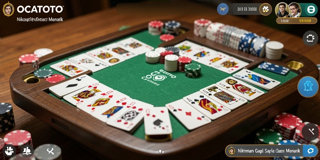 Tampilan gameplay seru dari OCATOTO yang menampilkan pertandingan Gaple.