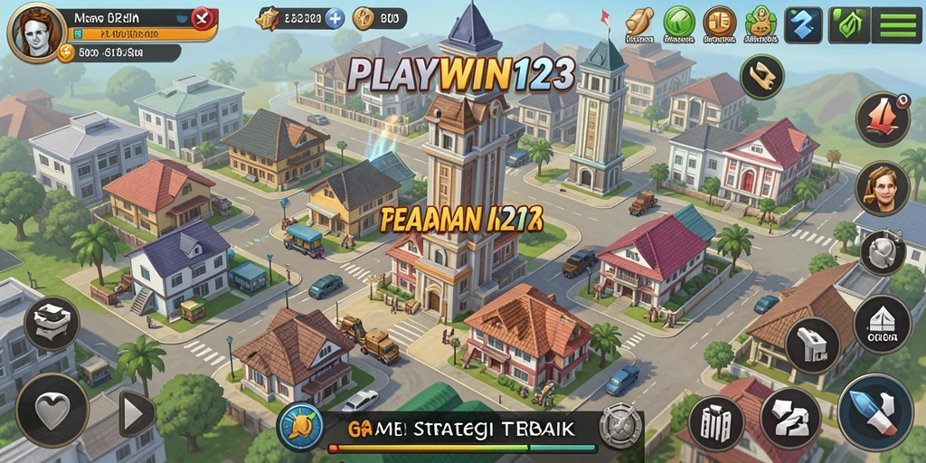 Tangkapan layar utama PLAYWIN123 menampilkan pengalaman pembangunan kota yang mendalam.