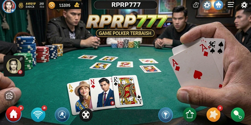Tampilan gameplay seru dari RPRP777 yang menampilkan aksi Poker.
