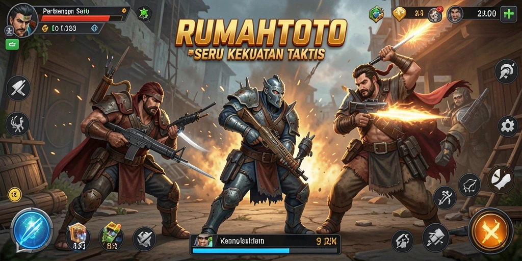 Tampilan aksi mendebarkan dari gameplay RUMAHTOTO dengan karakter bertarung.
