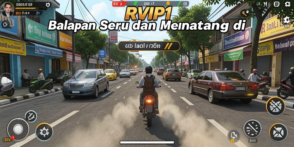 Tangkapan layar gameplay RVIP1 menampilkan balapan yang seru dan grafik menawan.