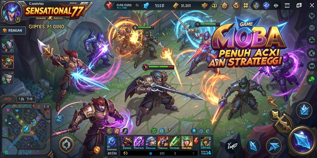 Tampilan seru dalam pertempuran MOBA SENSATIONAL77.
