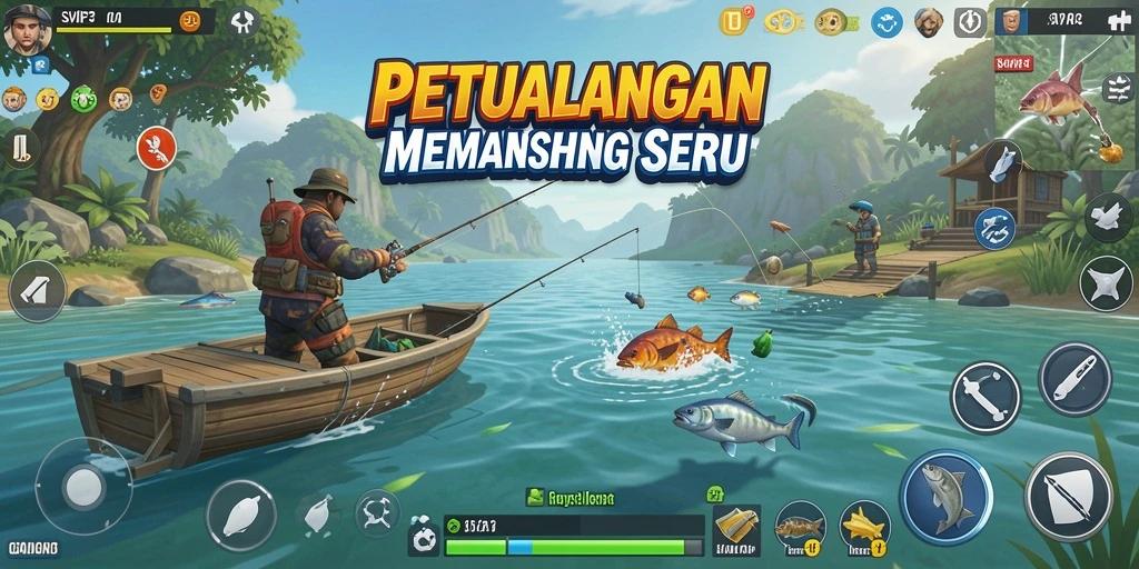 Tampilan gameplay SVIP3 yang menakjubkan saat memancing.