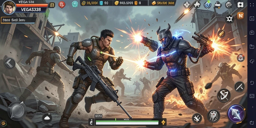 Tampilan gameplay aksi intense di VEGAS338.