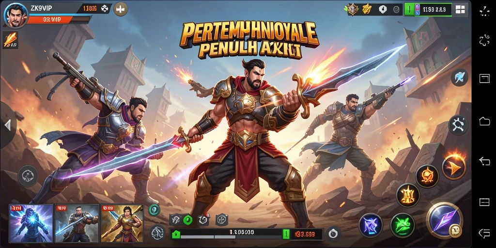 Screenshot gameplay ZK9VIP menunjukkan aksi pertempuran yang mendebarkan.